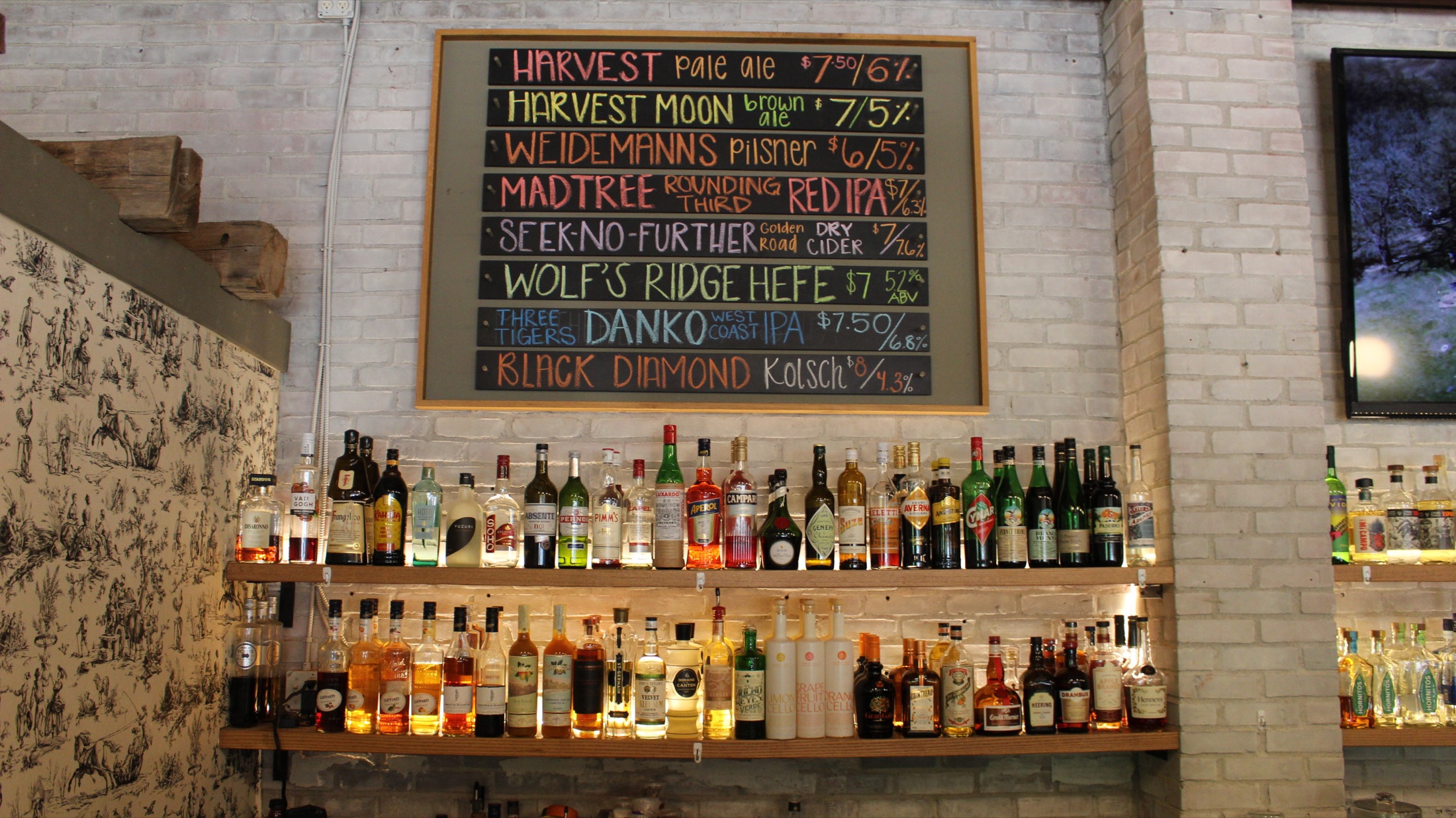 Brewery District draft beer chalkboard with house and local taps